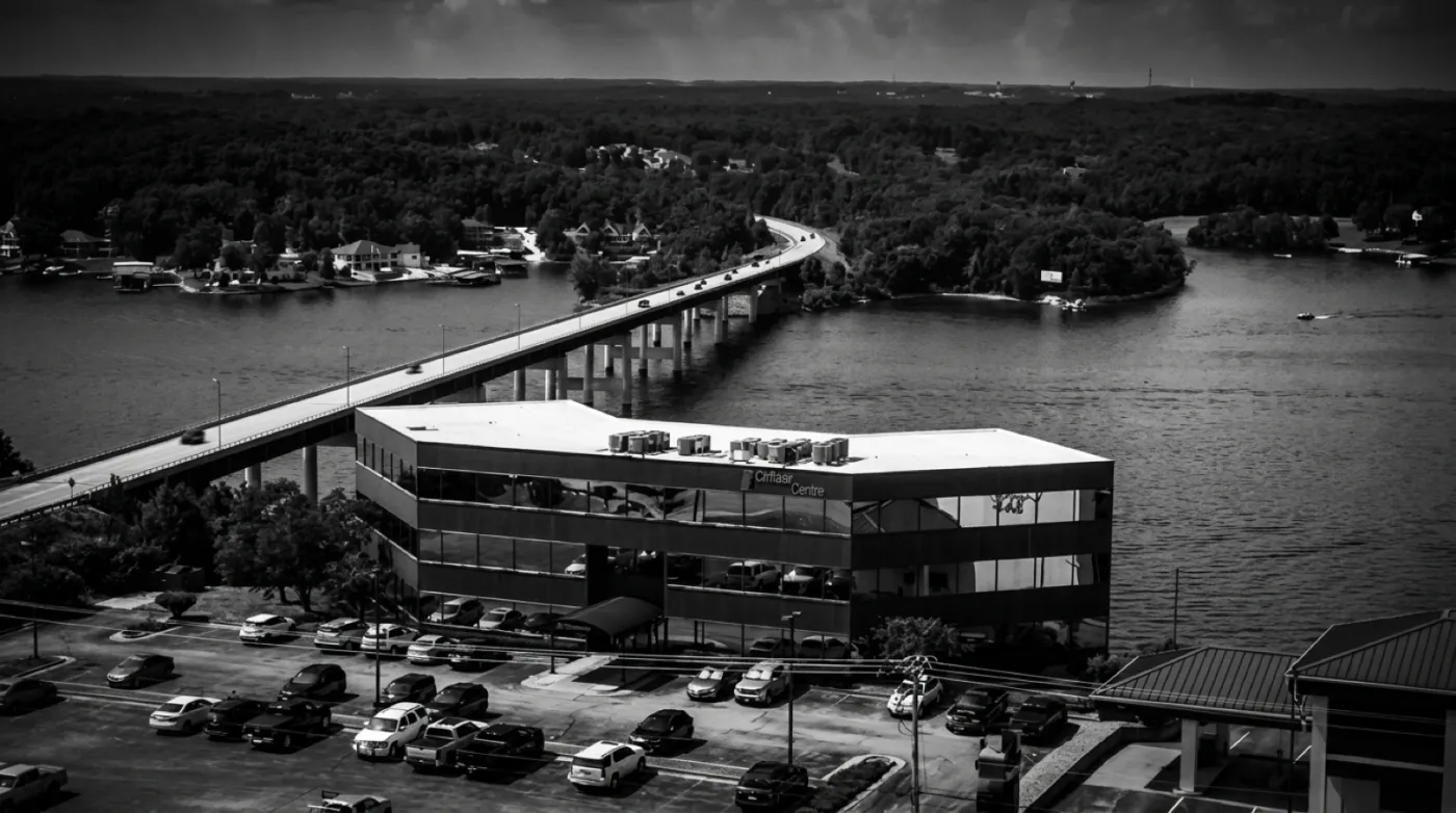 Decorative aerial view of the Lake of the Ozarks